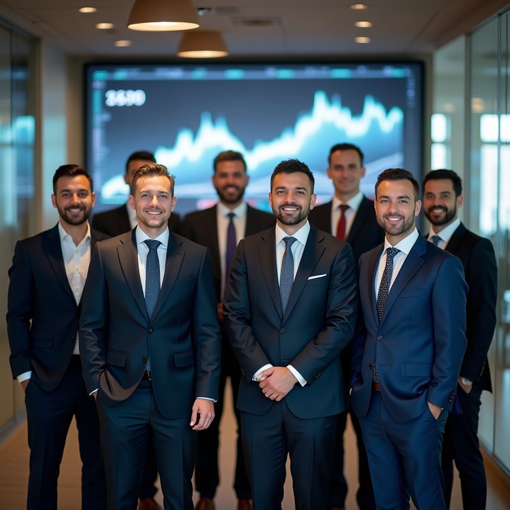 Equipo de asesores financieros en oficina moderna